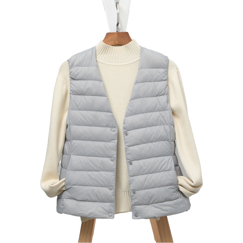 Autumn and Winter New Lightweight down Jacket Women's Liner Vest Short Round Neck Inner Wear Collarless Lightweight Bottoming Pure Color Vest