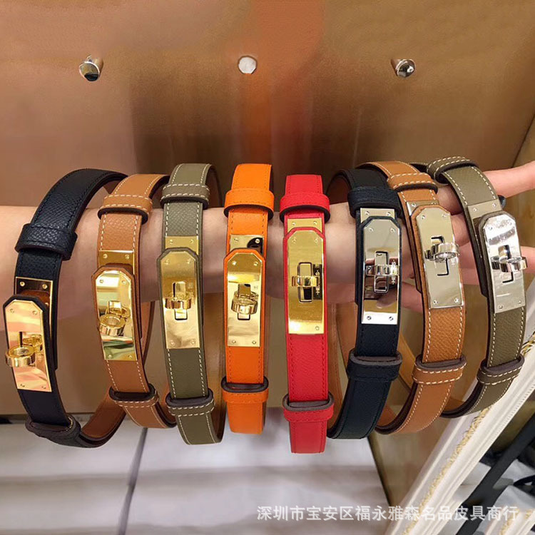 New Women's Belt, Adjustable First-Layer Cowhide Trouser Belt, Simple and Versatile, Light Luxury and High-End Waist Chain