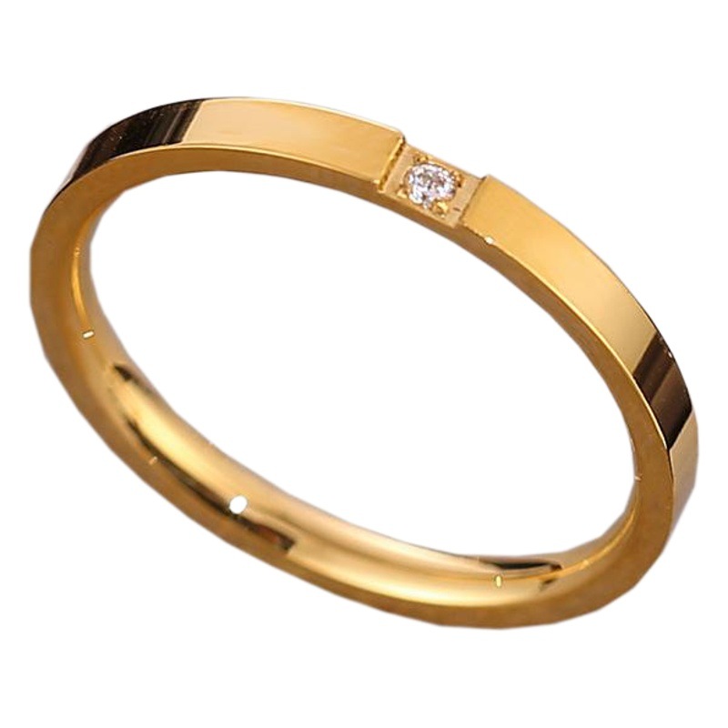 Simple Korean version of titanium steel one diamond rose gold diamond ring pair ring fine temperament net popular trend wholesale jewelry