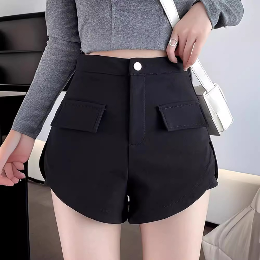 Black Casual Pants Boots Pants Winter Outfit High Waist A- Shown New Base Wide Leg Boots Suit Shorts Women's Autumn