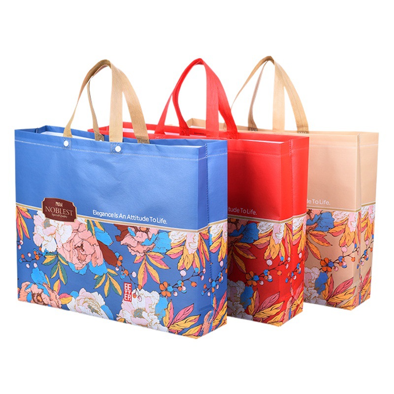 Spot Non-woven Handbag Clothing Snap Buckle Laminated Shopping Bag Horizontal Large Home Textile Four-piece Set Non-woven Bag