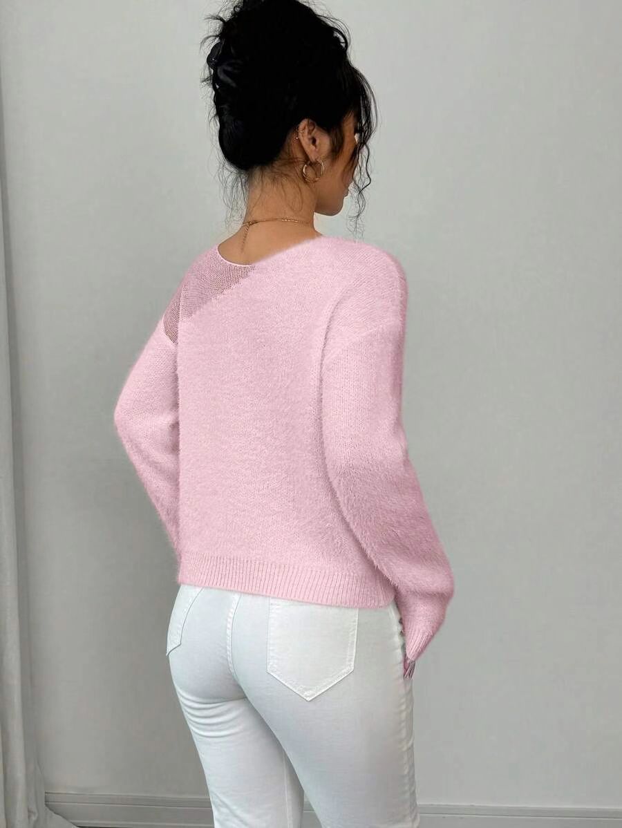 Picture of Cross-Border Amazon Hot Selling New Pink Pullover Round Neck Loose Sweater Women's Seamless Lazy Sweater