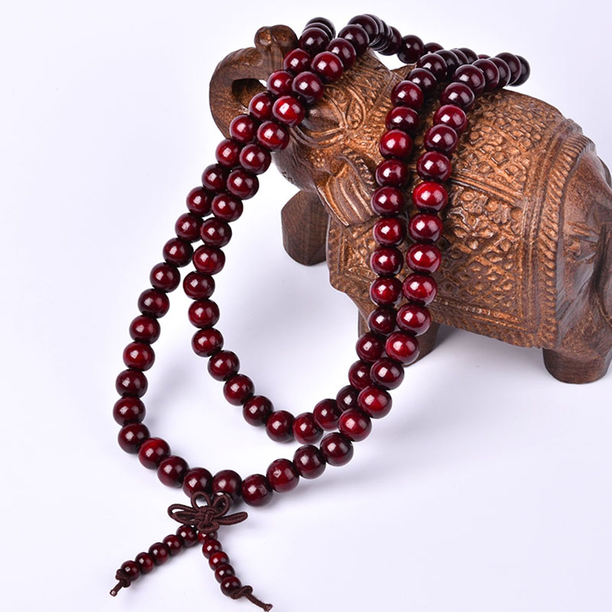 Picture of Imitation lobular red sandalwood wood paint 108 beads rosary beads