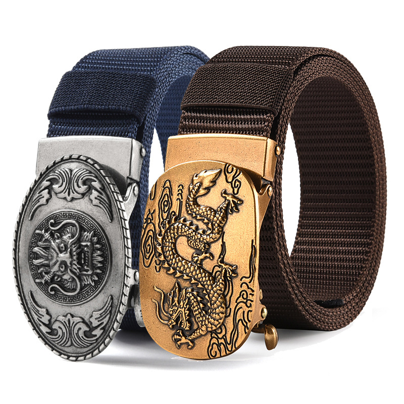 New nylon belt men's youth toothless alloy automatic buckle casual versatile fashion belt manufacturers wholesale