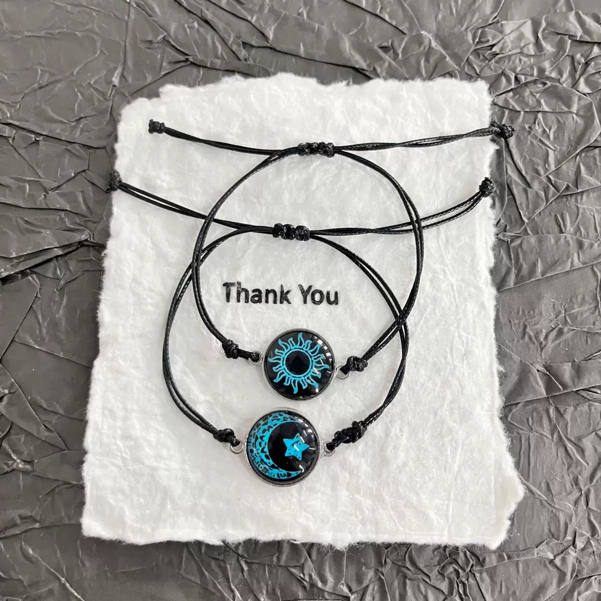 New Product Sun and Moon Lovers Time Gemstone Braided Bracelet European and American Ins Advanced Couple Bracelet Moon Luminous Bracelet