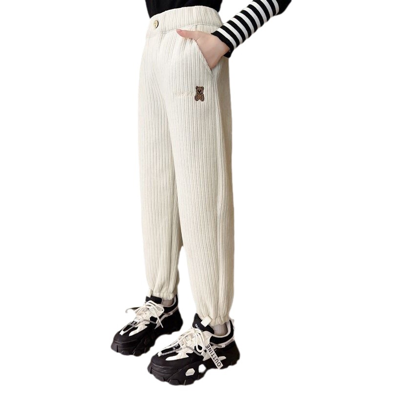 Girls' casual pants lambswool autumn and winter big children's western style one-piece velvet leggings girls' thickened outer pants