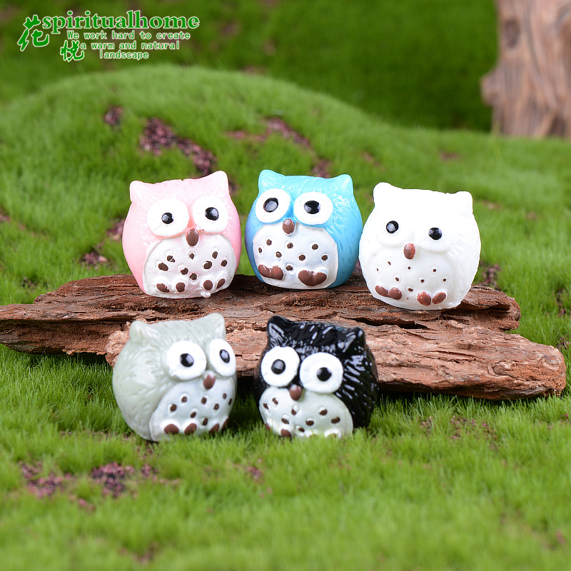 Picture of Small 4 Color Owl Moss Micro Landscape Ornaments Ornaments DIY Assembled Resin Small Ornaments