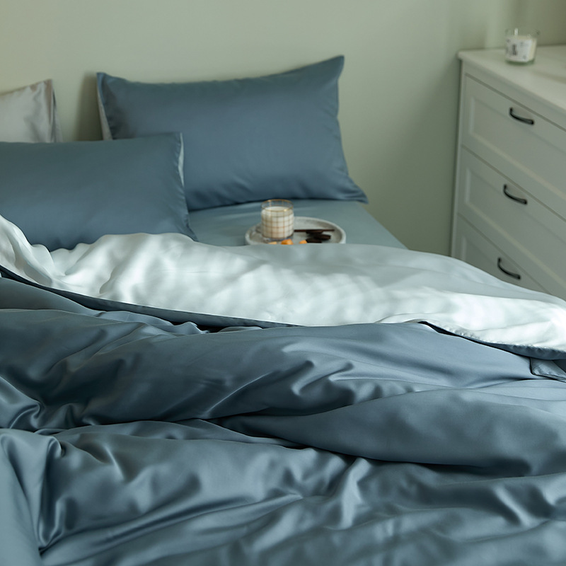 Picture of Light Luxury 60-Count Lenzing Tencel Four-Piece Set Double-Sided Lyocell Cool Ice Silk Cool Feeling Naked Sleeping Tencel Bed Bed Sheets Quilt Cover