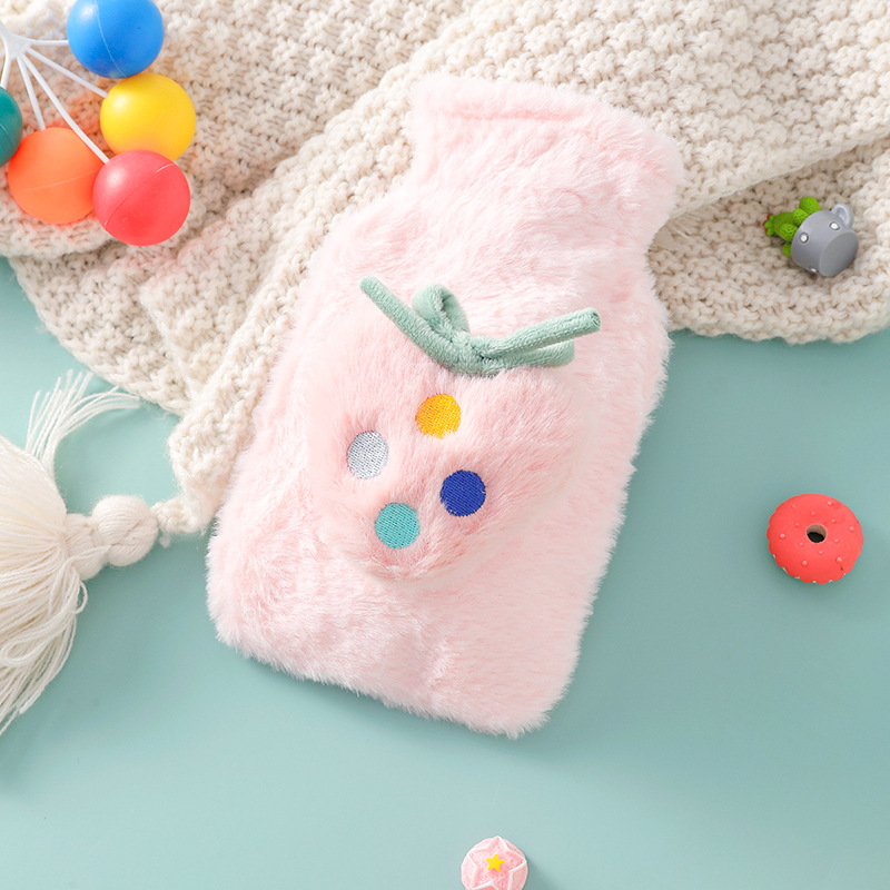 Picture of Rabbit Fur Hand Warmer Bag Filled with Water Hot Water Bottle Cartoon Plush Hand Warmer Hand Warmer Removable and Washable Hot Water Bag Thickeneded Explosion-Proof
