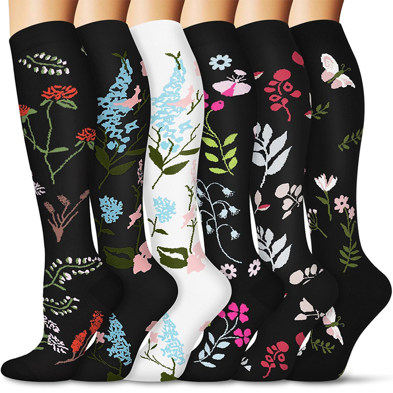6-Piece Set in Stock European and American Cross-Border Sports Compression Socks Stockings Calf Socks Compression Socks Skipping Rope Elastic Cycling Socks