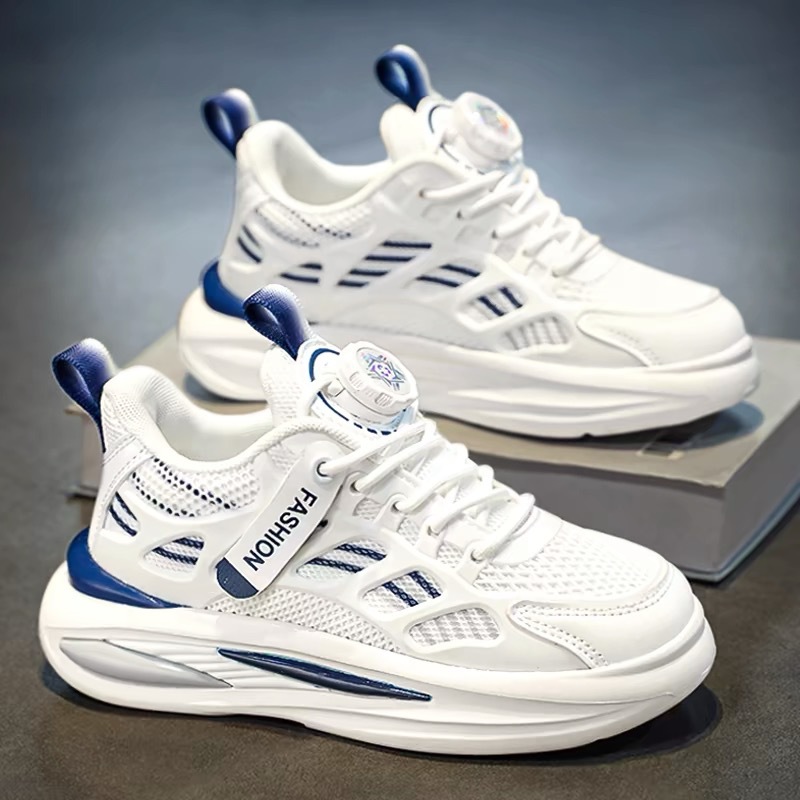 Boys' White Sneakers 2025 New Spring and Autumn Mesh Children's Shoes, Boys' Running Dad's Soft Sole Breathable Sports Shoes