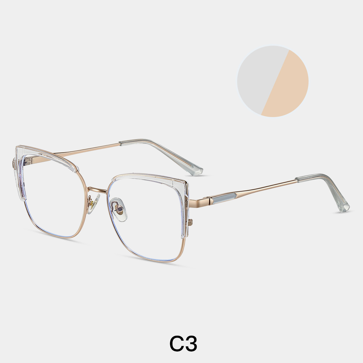 Picture of 87327TR90 Metal Glasses Frame Square Glasses Frame Anti-blue Glasses Frame Ins Trendy Hot Selling Glasses Frame
