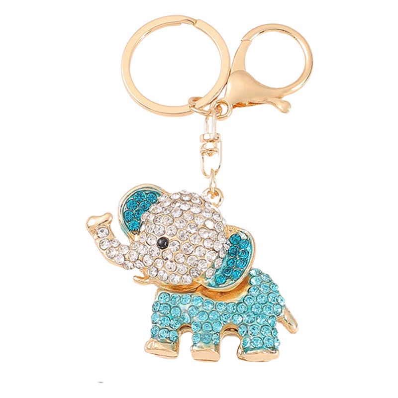 Creative cute diamond encrusted crystal elephant key chain animal key chain bag accessories metal pendant gift wholesale