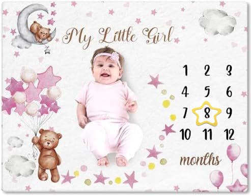 Picture of Cross-border Wholesale Baby Milestone Blanket Baby Growth Commemorative Photography Blanket Double-sided Flannel Soft Photo Blanket