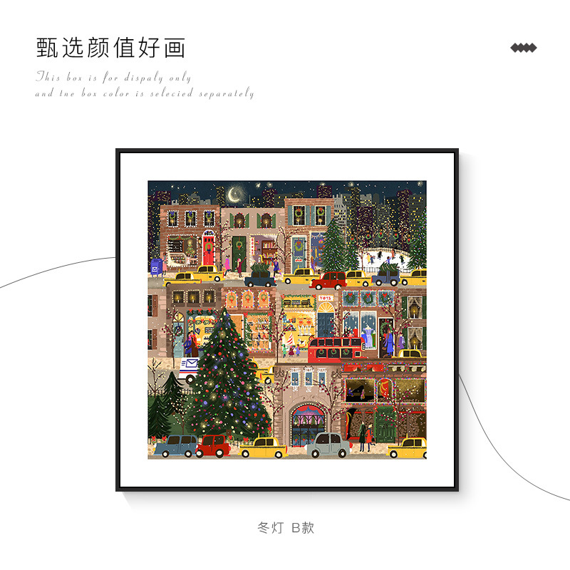 Picture of Christmas Winter Lamp Living Room Decoration Painting Ins Style Bedroom Bedside Hanging Painting Niche Art Artsy Warm Floor-To-Ceiling Painting