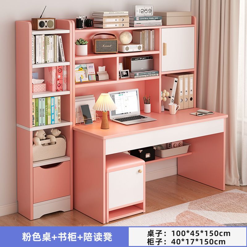 Picture of Student home study desk, children's desk, bookshelf combination table and chair set, simple bedroom, children's writing desk