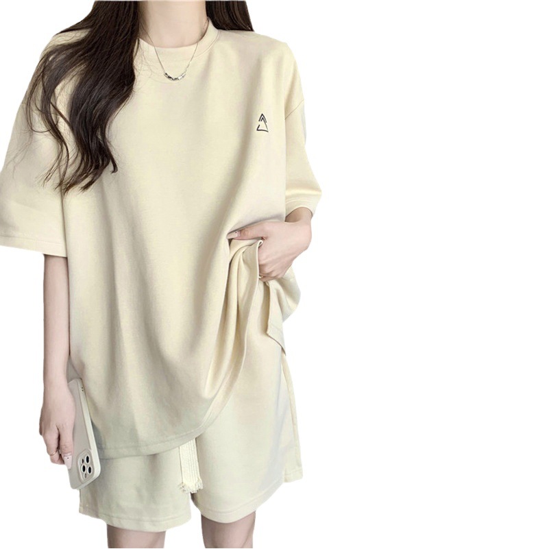 Picture of 2023 New Casual Sports Suit Women's Summer Thin Loose Large Size All-Match Short Sleeve Shorts Two-Piece Trendy Set