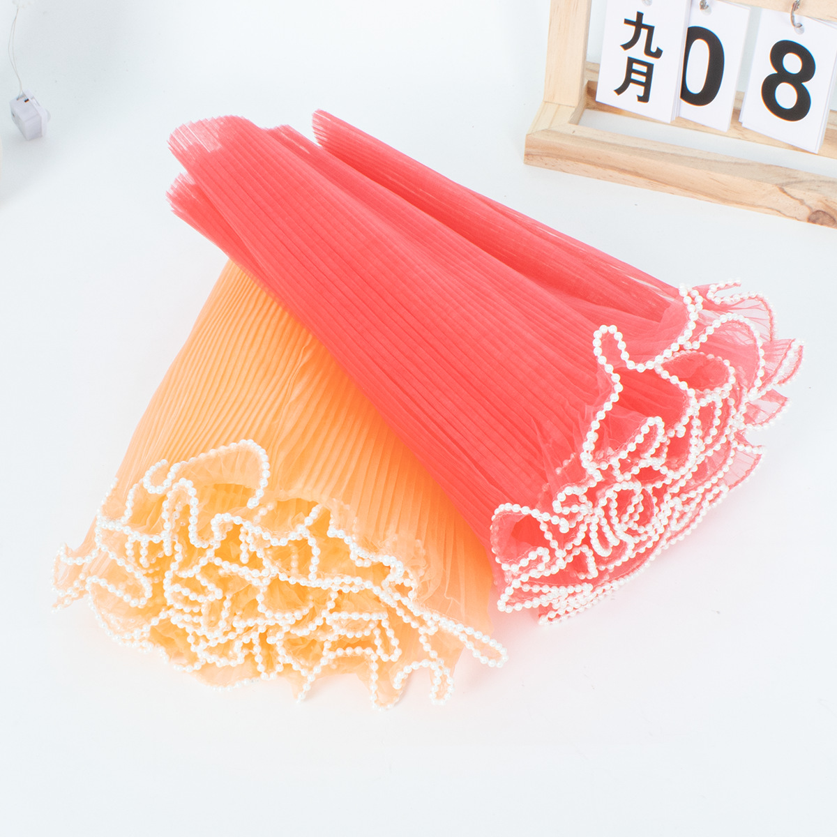 Wave Yarn Pearl Wave Mesh Flower Shop Materials Floral Small Fragrant Flowers Pleated Overlay Flower Packaging Wholesale