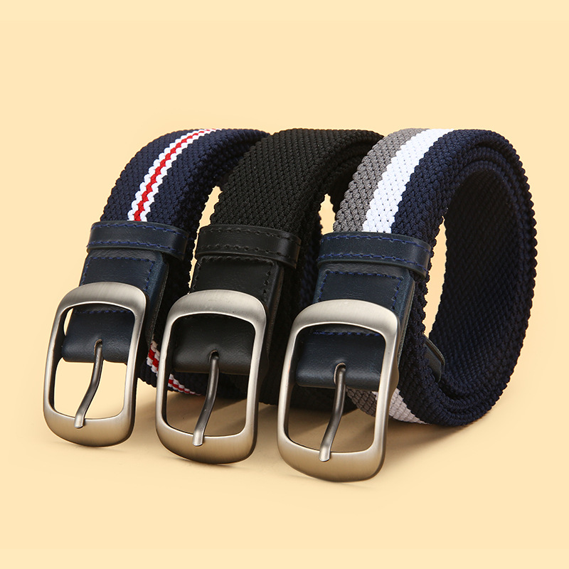 2025 Spring and Summer New Elastic Woven Punch-Free Belt Unisex Elastic Military Training Canvas Belt Trouser Belt