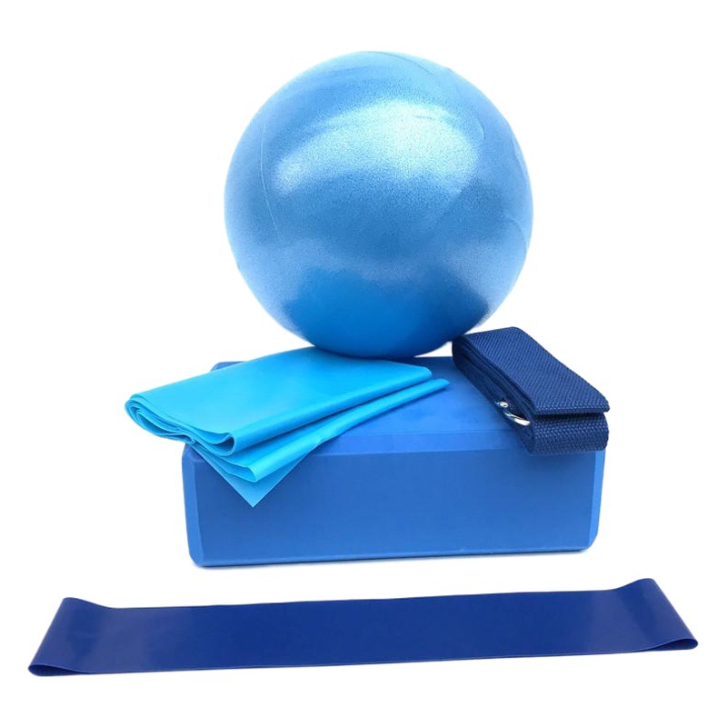 Yoga Ball Five-Piece Set Yoga Brick Stretch with Latex Pull Towel Resistance Circle Yoga Fitness Equipment Cross-Border Model