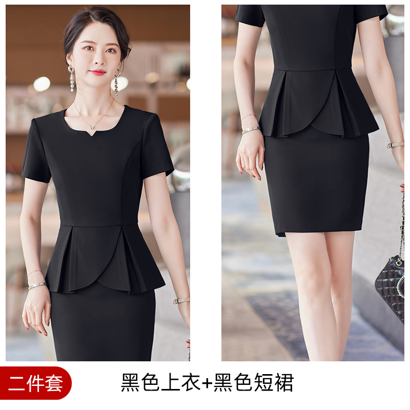 Picture of Professional Suit Women's Summer Short-sleeved Beauty Salon Front Desk Tooling Hotel Restaurant Attendant Stewardess Uniform Work Clothes