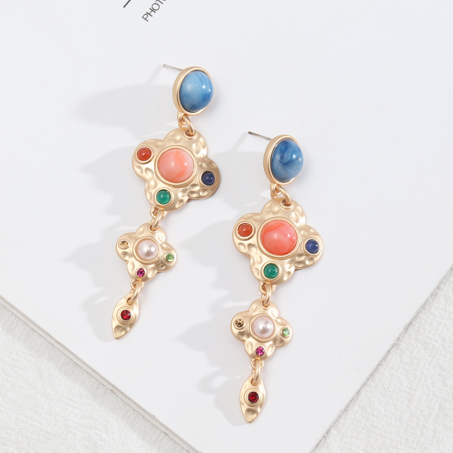 Picture of Trendy Design European and American Style Jewelry Palace Retro Style Gem Inlaid Distinctive All-match Earrings Middle Ancient Earrings for Women