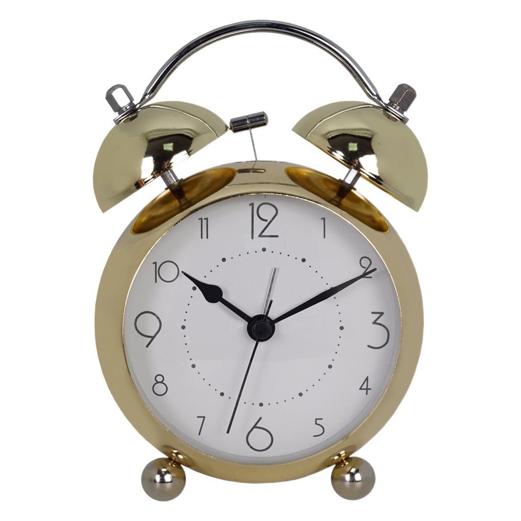 European-style retro metal alarm clock children's desktop pointer electronic desk clock home student mute luminous quartz clock