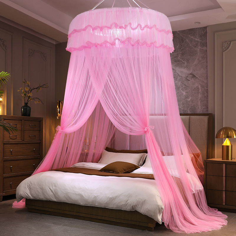 Picture of Mosquito net installation-free ceiling dome encryption foldable tattoo home 1.5 meters 1.8 bed princess wind ceiling floor
