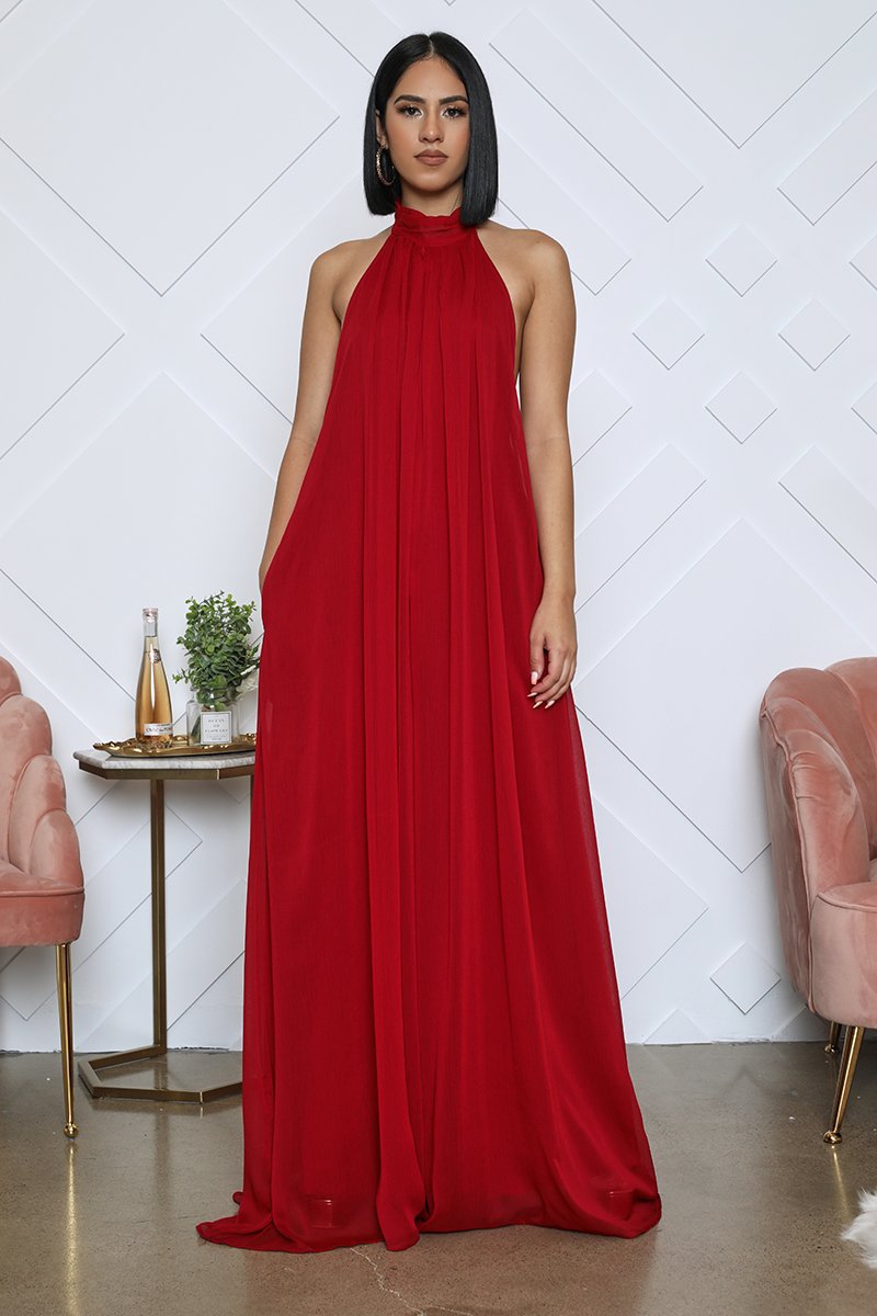 Picture of Chiffon Loose Wide-Leg Jumpsuit Chiffon Backless Sleeveless Halter Loose Jumpsuit for Women