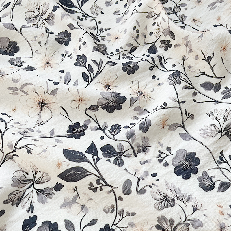 New Chinese Style Digital Printed Fabric Brocade Cotton Fabric Two-Color Floral Cheongsam Dress Top Hanfu Fabric