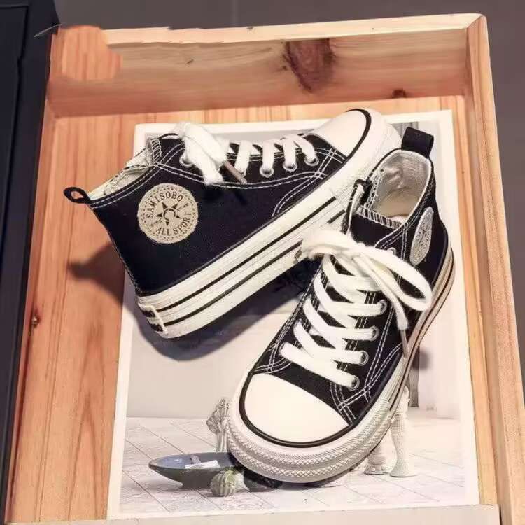 2024 New Children Canvas Shoes Girls' Shoes High-top Boys Shoes Soft Bottom Breathable Casual Students Low-top Single-layer Shoes