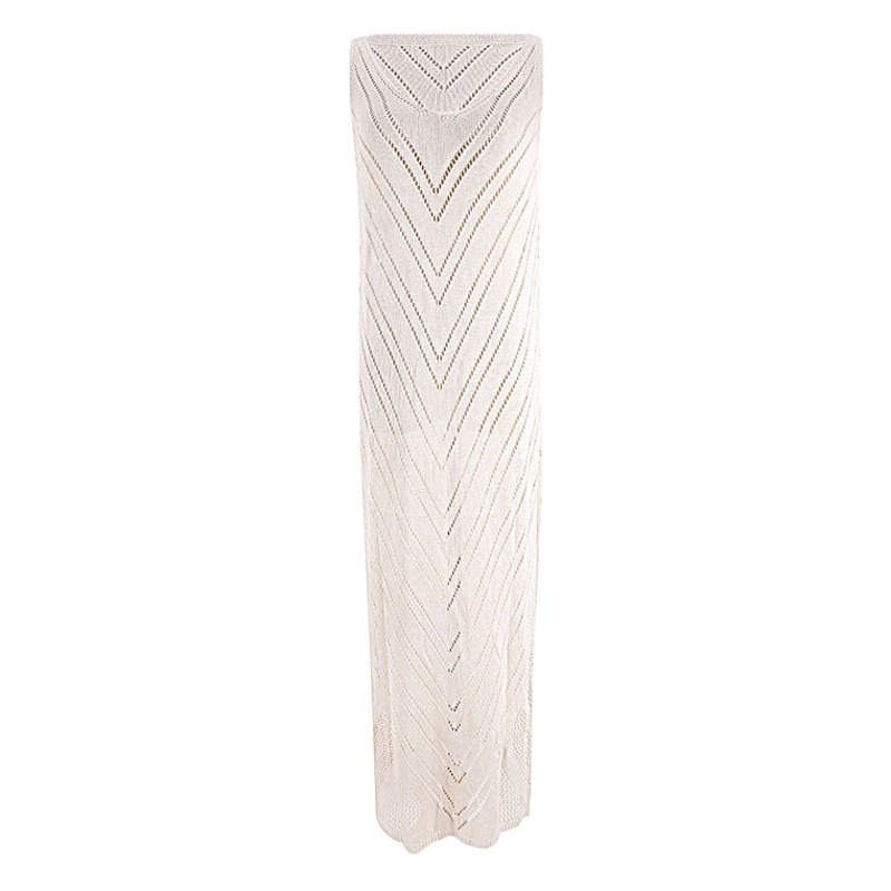 European and American New Sexy Backless Dress Solid Color Knitted Vest Long Dress dress Beach Sun Protection Swimsuit Outer Blouse