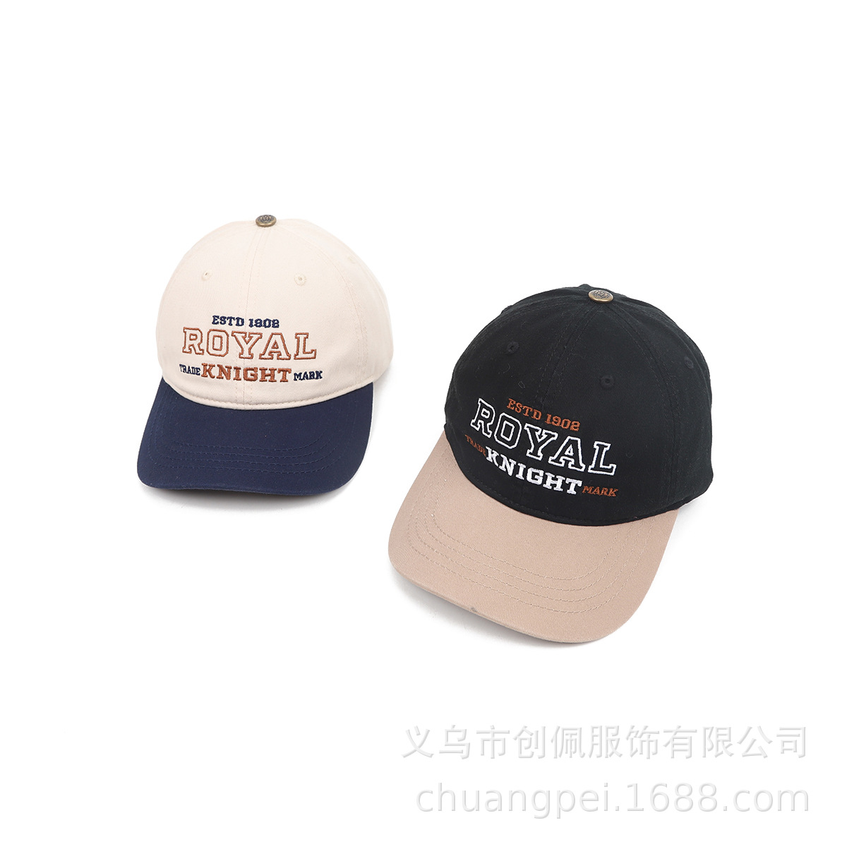 Picture of Chuangpeiyoupin Big Children Spring New Parent-Child Baseball Cap American Trendy ROYAL Color Splicing Washed Cotton Sun Hat