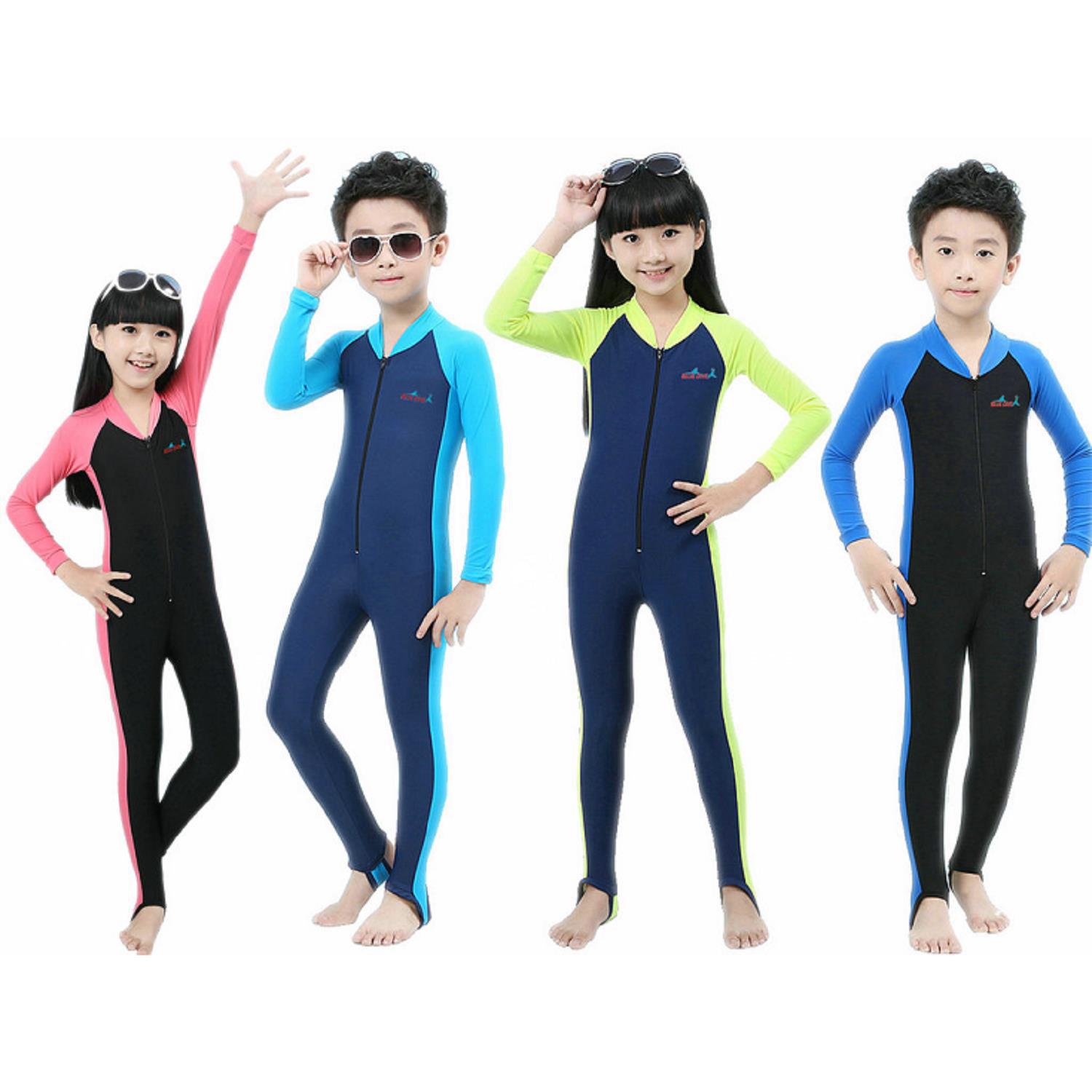 Children's Sunscreen Swimsuit Girls' Middle and Big Kids Boys' Swimsuit Conservative Surf Suit Sunscreen Quick-drying Diving Suit Breathable