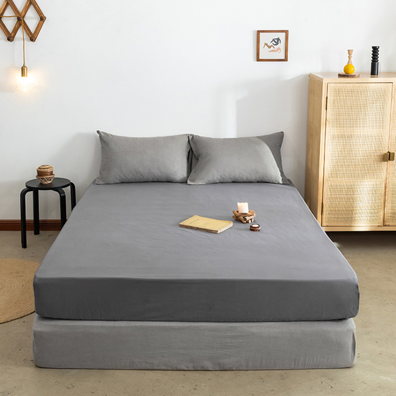 Picture of Strictly Selected Wholesale Solid Color Sanding Bed Cover Household Modern Simple Bed Cover Dormitory Bedding Single-Piece Mattress Cover