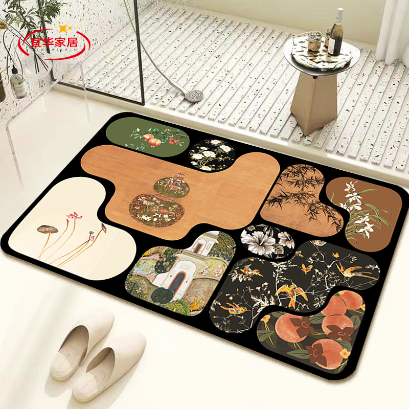 Soft Diatom Mud Absorbent Mat Bathroom Floor Mat Bathroom Door Thickeneded Non-Slip Quick-Drying Foot Mat Door Mat Toilet Carpet