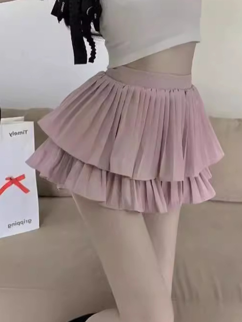[Original Fabric] Summer New Korean Double Cute Sweet Cake Skirt Women's High Waist Slim-Fit Loose Waist