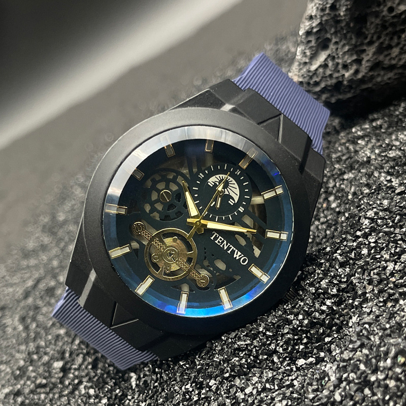 Picture of Cross-border foreign trade new fashion men's watch blue light hollow silicone strap sports quartz watch men's wholesale
