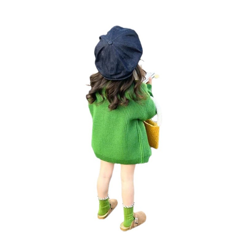 Picture of [in stock] South Korea children's clothing spring and autumn girls' sweater baby girl green coat children's coat sweater