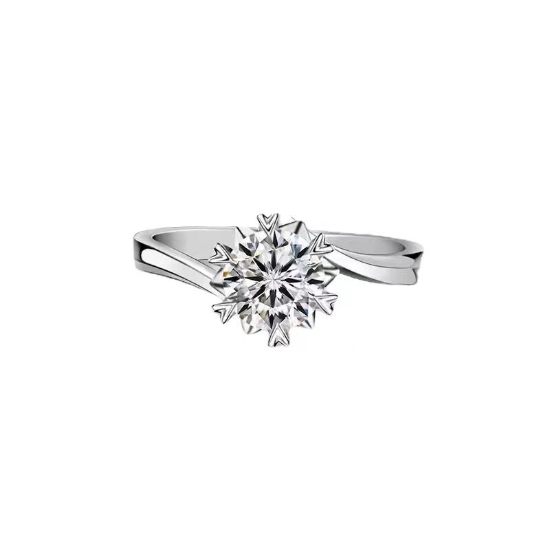 Picture of [Wedding Ring] Shake the sound of snowflake with net red six-claw simulation diamond ring female adjustable couple ring Open wedding
