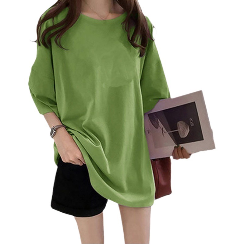 Solid Color T-Shirt Summer Round Neck Short Sleeve plus size Loose Korean New T-Shirt Top Women's Fashion Factory Wholesale Cross-border