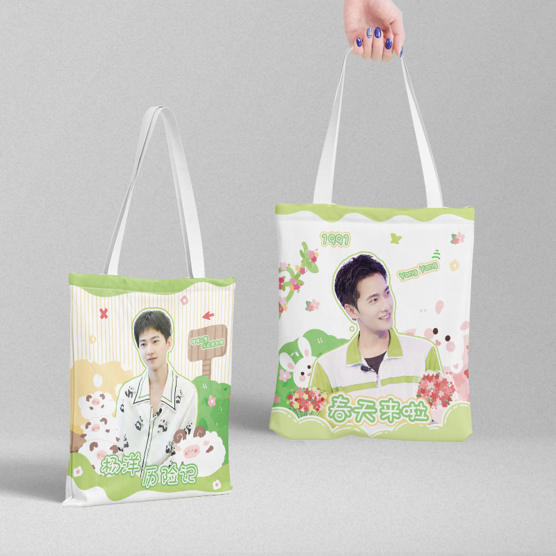 Yang Yang canvas bag 36x 39cm star pattern Korean shoulder bag portable shopping bag tutorial bag wholesale