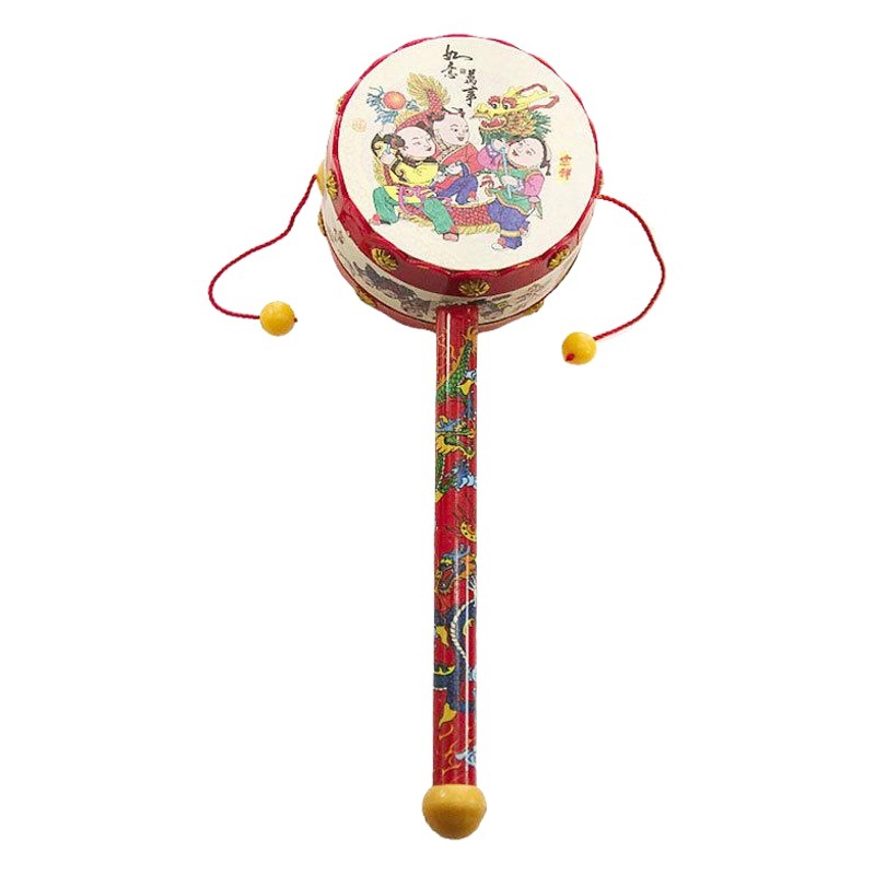 High quality baby hand rattle 19cm environmental protection plastic sound loud loud sound Ping An auspicious drum best-selling
