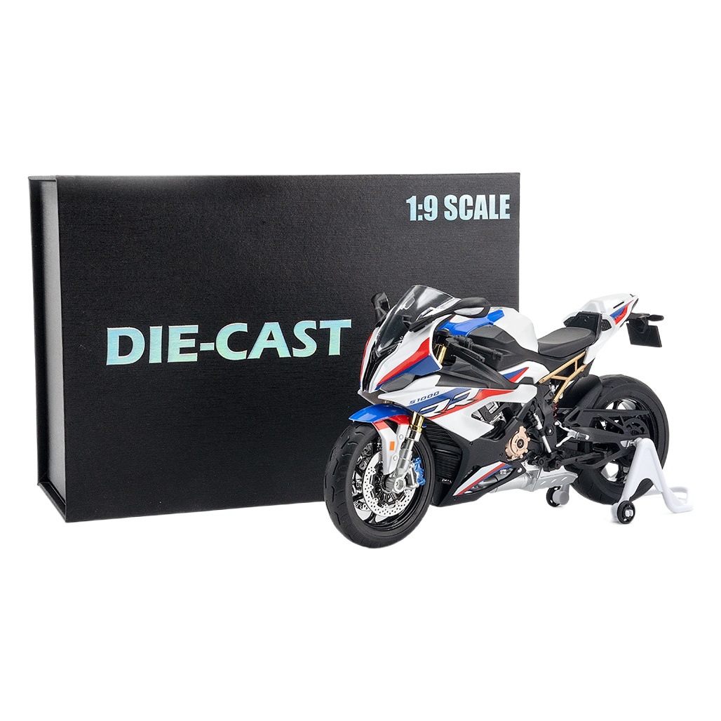 (Gift Box) Simulation 1:9 Alloy Chuaki Baoma Motorcycle Model Ornament Collection Gift Silent Light
