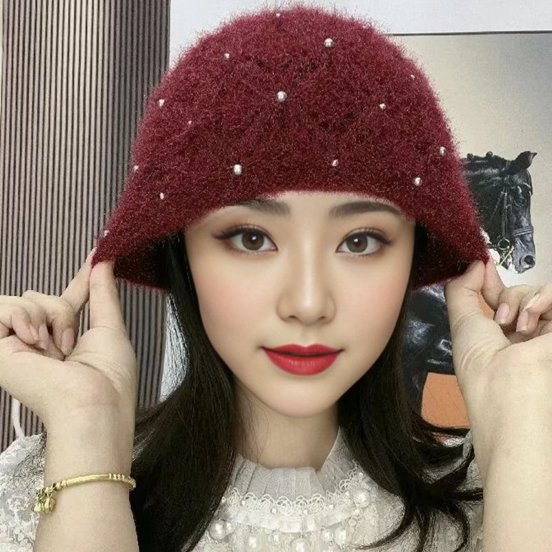 Picture of New Thickeneded Squirrel Velvet Warm Pile Hat K-Style Versatile Winter Large Head Circumference Ear Protection Knitted Woolen Hat for Women