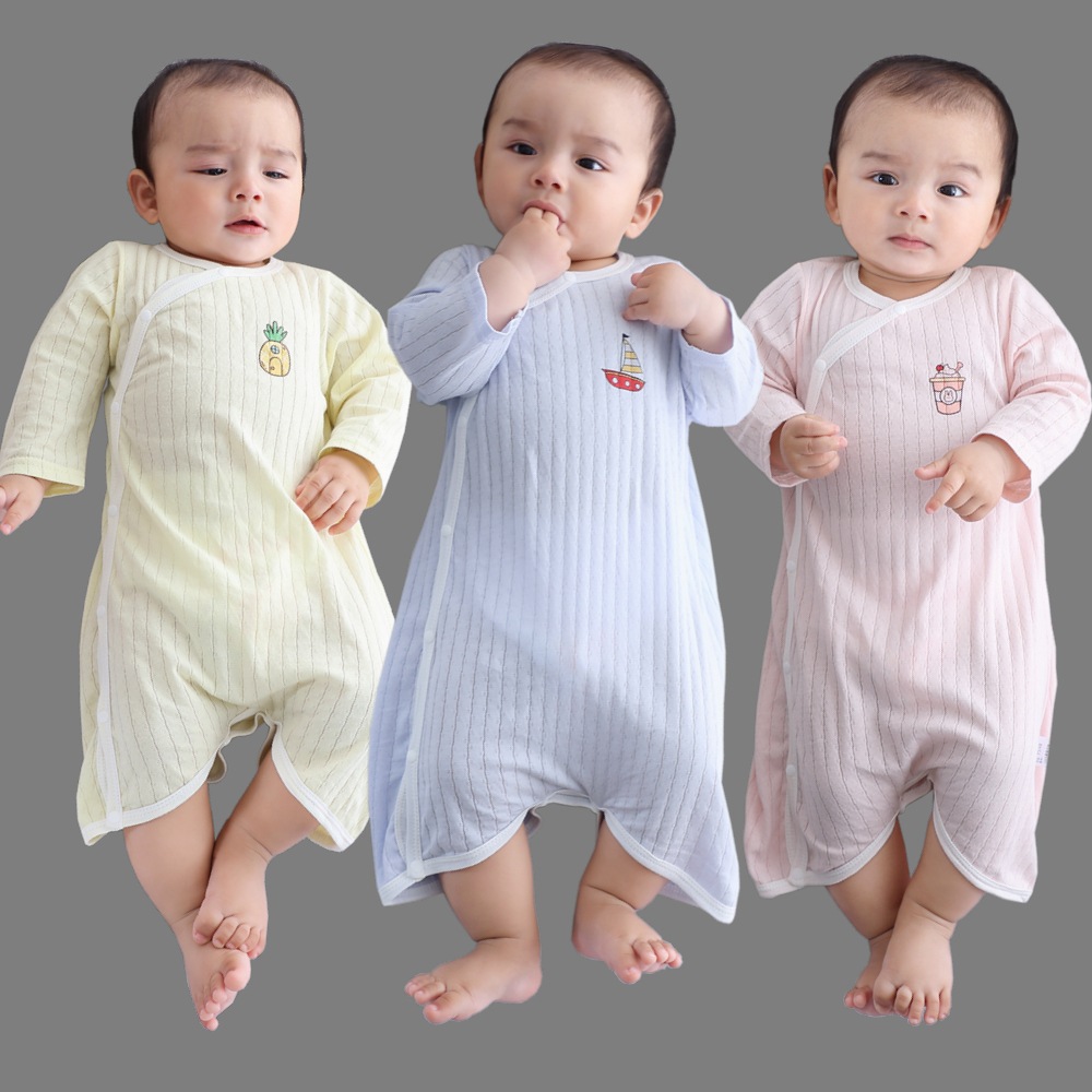 Baby clothes summer baby air-conditioning room belly protection jumpsuit baby sleeping bag spring and autumn pure cotton newborn thin pajamas
