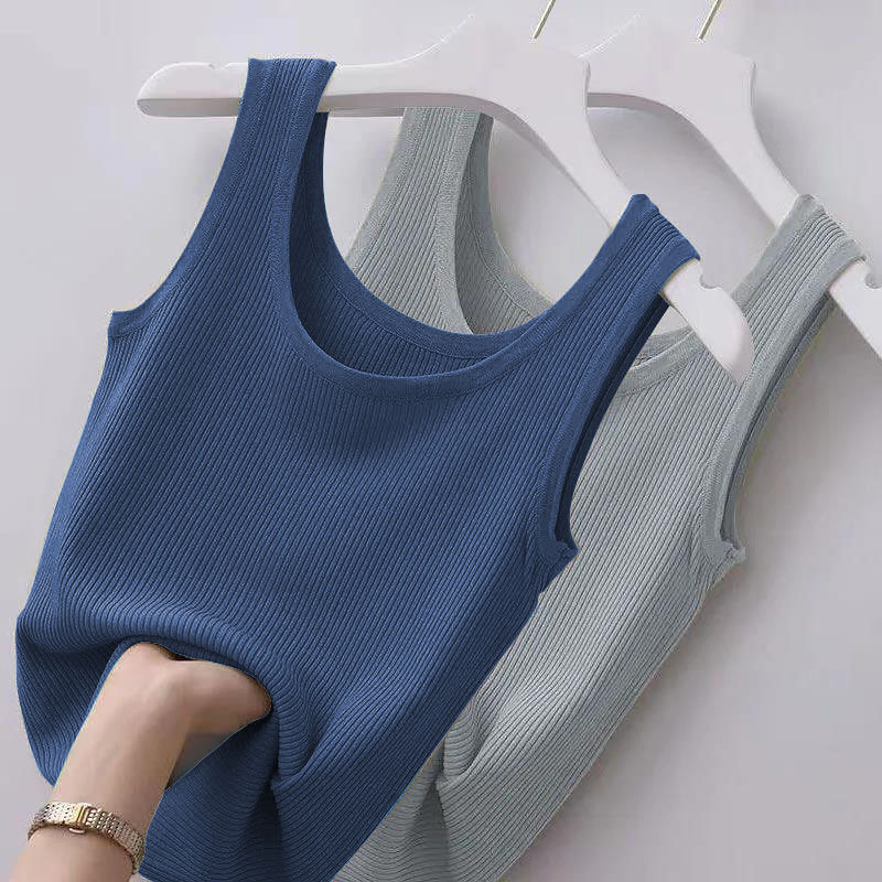 Picture of 40.00 kg-100.00 kg Sling Threaded Vest Women's Large Size Slim-fit Outer Wear Inner Base Shirt Sleeveless Thin Factory Outlet
