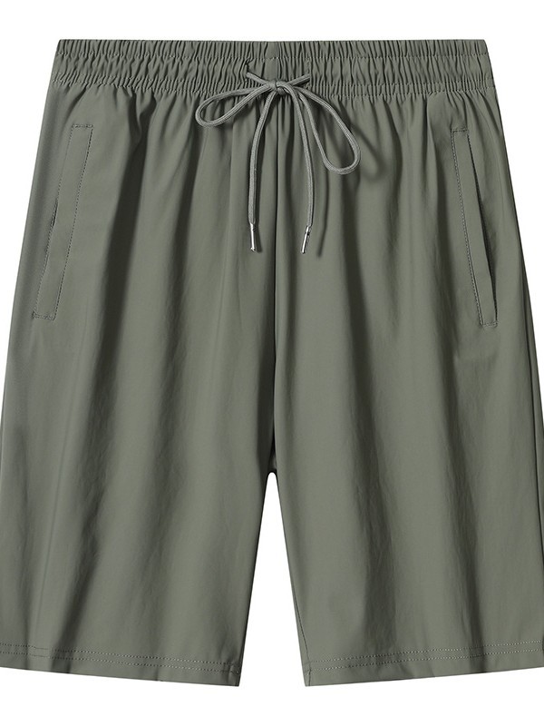 2025 Summer Double-length Flat Men's Sports Pants Loose Track and Field Fitness Pants Men's Five-point Straight Pants Ice Silk Pants