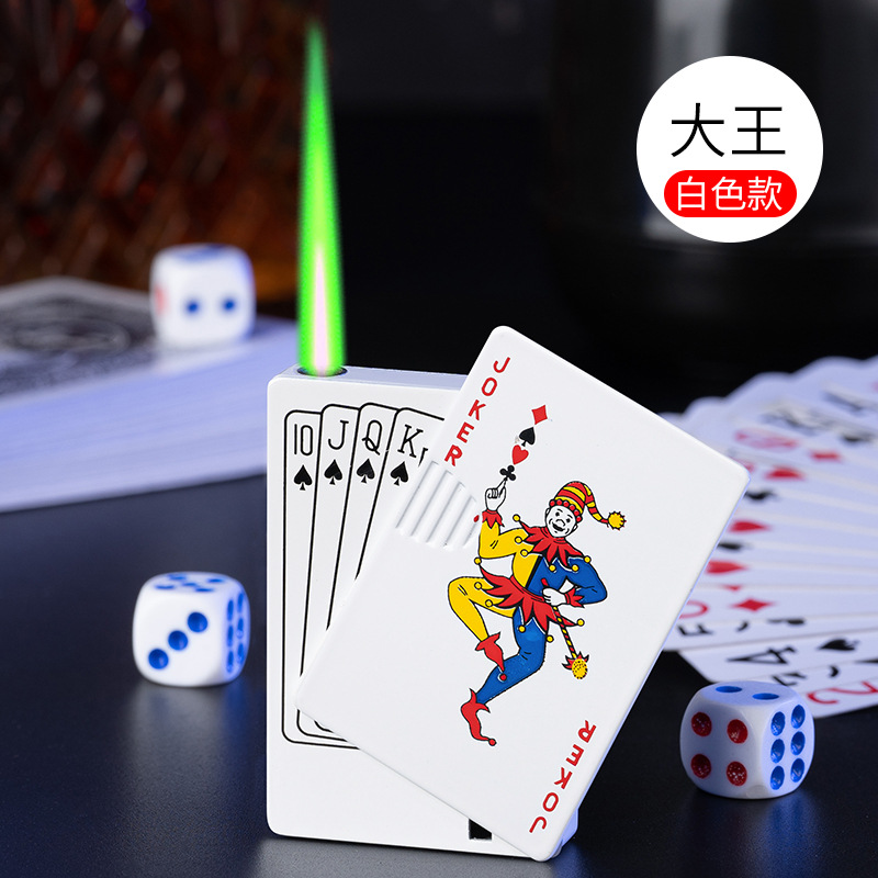Picture of Shake Tone Internet Red Money Checking Poker Flush Brand Lighter with Money Checking Lamp Inflatable Windproof Green Flame Lighter