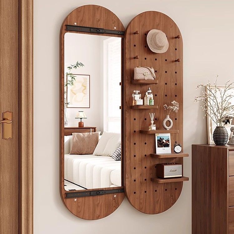 Runway Pegboard Dressing Mirror, Hidden Sliding Mirror, Full-Length Mirror for Home Use Can Be Closed for Entryway Wall-Mounted Fitting Mirror